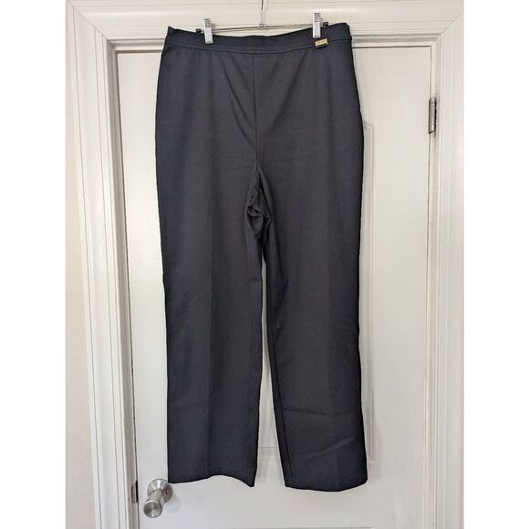 St.‎ John Trouser Pants women's size 14 black wide zipper cotton spandex - Picture 1 of 7